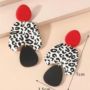 Leopard Print Red and Black Earrings